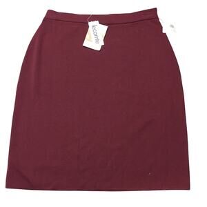 NWT Lecomte Fine Merino Wool blend skirt burgundy Size L Made in Italy